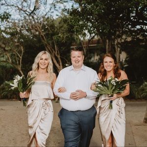 Satin Strapless Bridesmaid Dress - Rose Gold